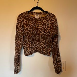 Good American Cheetah Crop Sweatshirt
